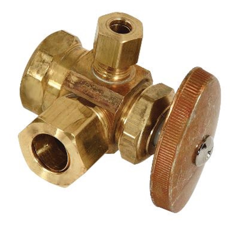 STOP ANGLE 1/2X1/4 ROUGH BRASS FXCMPXCMP R3700RX R1 - DUAL OUTLET Only Maximum Pressure 125 PSI Window Box Package