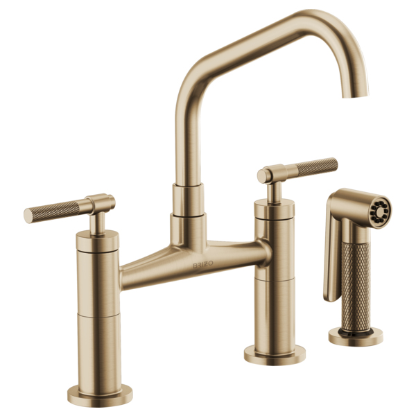 Litze Widespread Kitchen Faucet in Gold Luxe