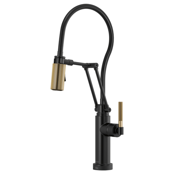 Brizo Litze SmartTouch Articulating Faucet w/Hose Black/Gold