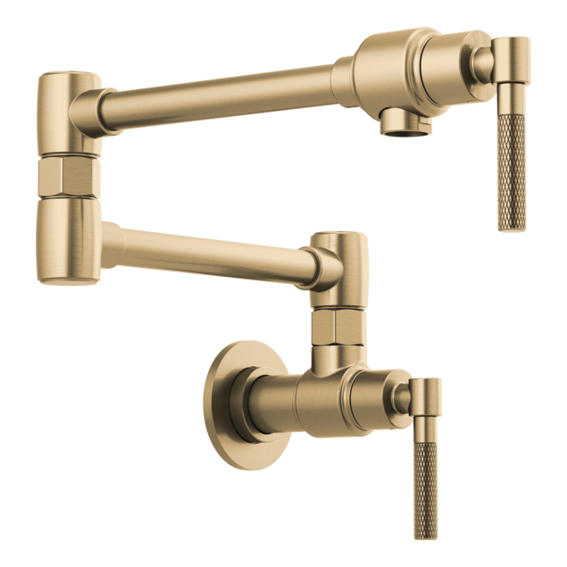 Litze Wall Mount Pot Filler w/Knurl Hdl in Luxe Gold