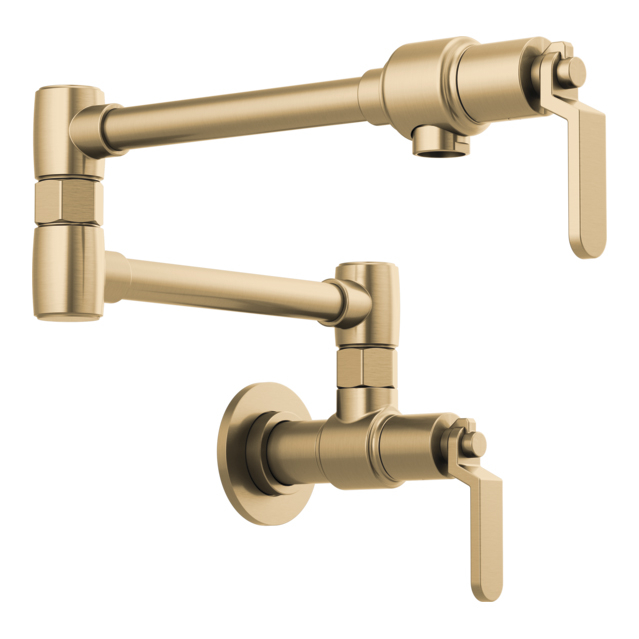 Litze Wall Mount Pot Filler w/Ind Hdl in Luxe Gold