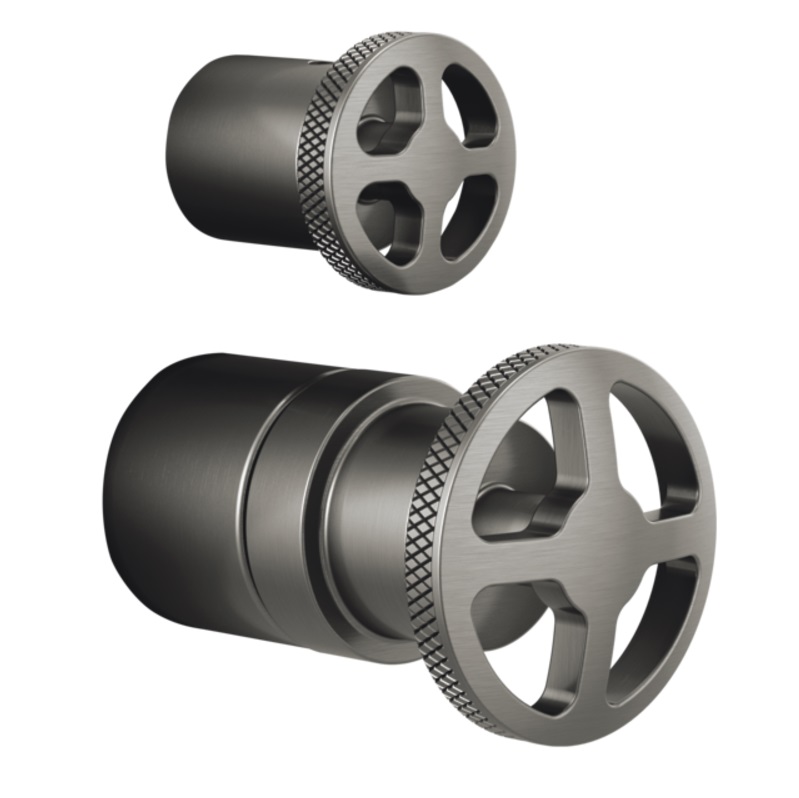Litze Press Bal Valve w/Diverter Wheel Handle Kit in Luxe Steel (2 pc)