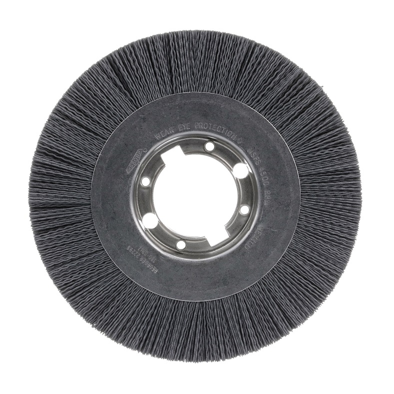 ATB Wheel Brush 8" Diameter Crimped Wire Wide Face 80 Grit Silicon Carbide 2" Arbor Hole