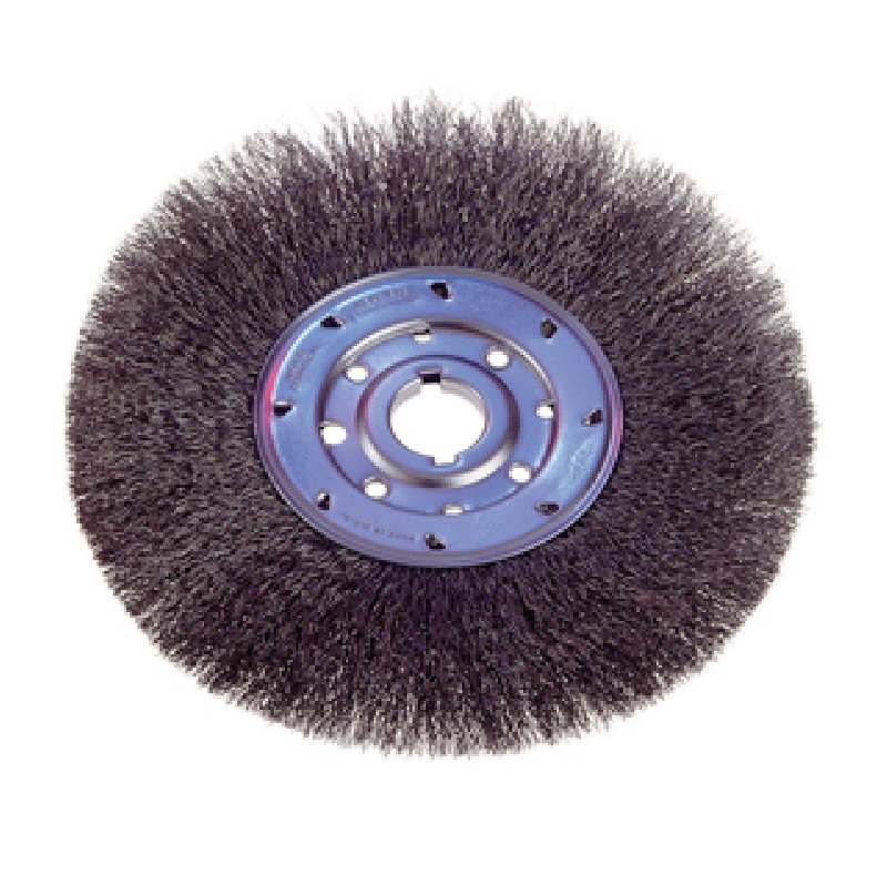 Wheel Brush 8" Diameter Crimped Wire Narrow Face .014" Wire 1-1/4" Arbor Hole