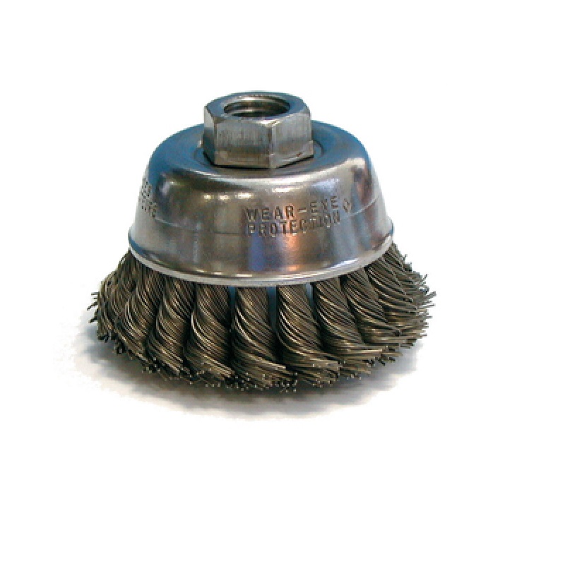 Cup Brush 2-3/4" Diameter .014" Steel Wire Knot Wire