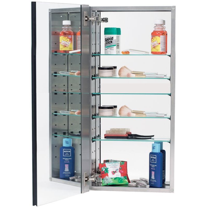 Series 2000 Mirror Rectangle Plain Glass Cabinet 15X35x5 w/Stainless Steel Cabinet Body