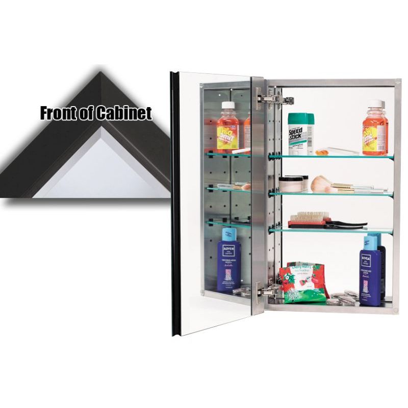 Series 3000 Mirror Rectangle Beveled Glass Cabinet 15x25x5 w/Stainless Steel Cabinet Body & Bronze Frame