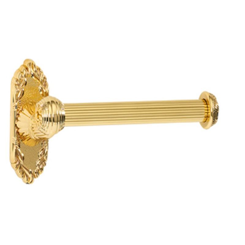 Ribbon & Reed Left Single Toilet Paper Holder in Polished Brass