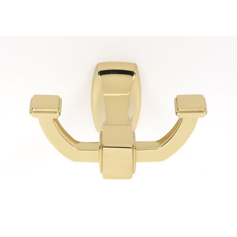 Cube Double Robe Hook in Polished Brass