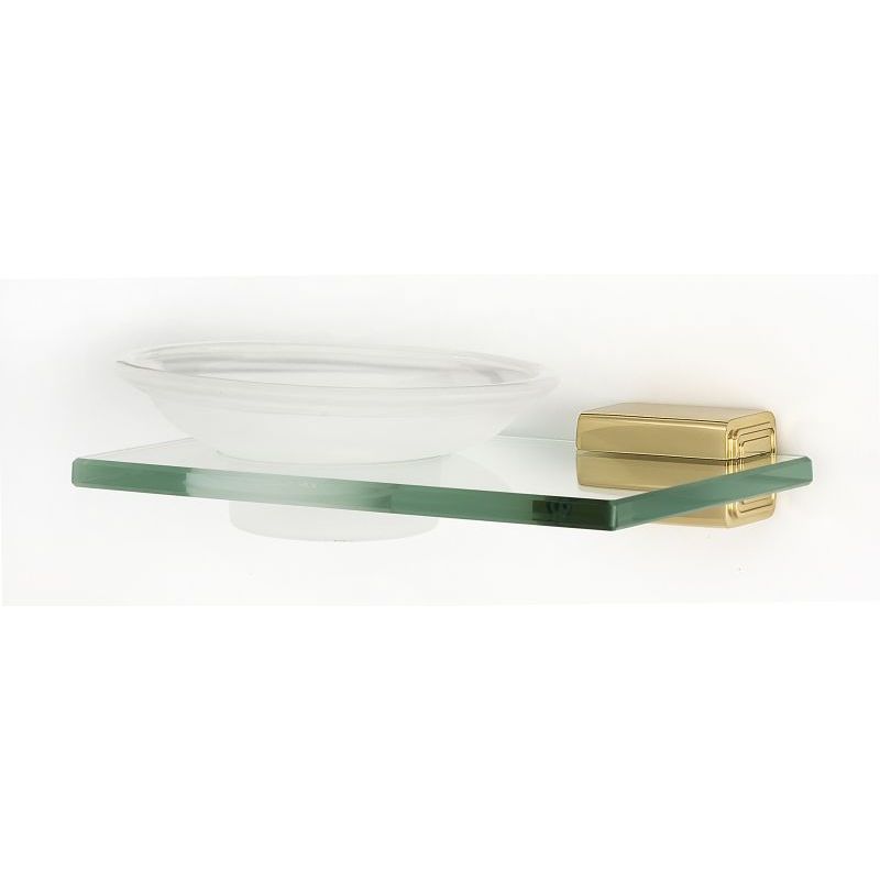 Cube Soap Dish w/Holder in Polished Brass