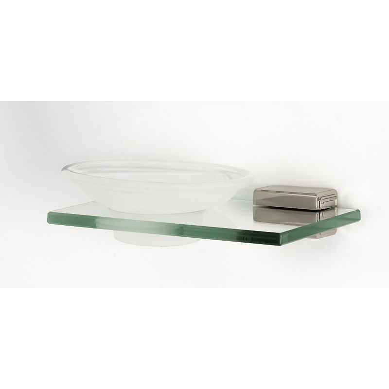 Cube Soap Dish w/Holder in Polished Nickel