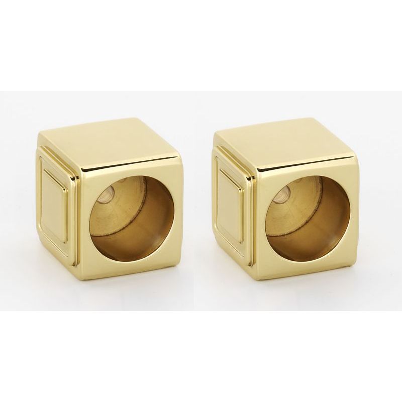 Cube Shower Rod Brackets in Polished Brass