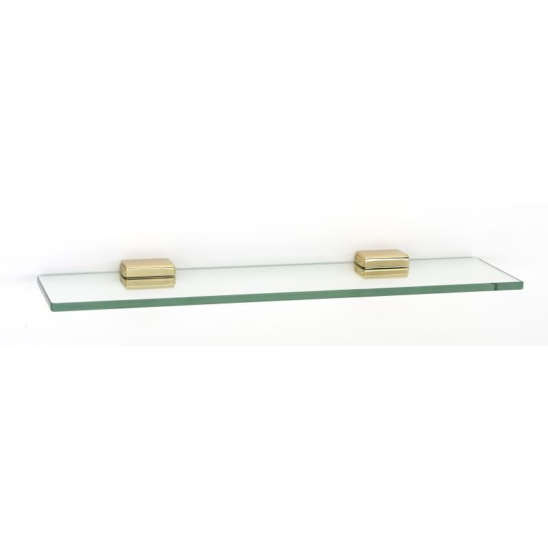 Cube 18" Glass Shelf in Polished Brass
