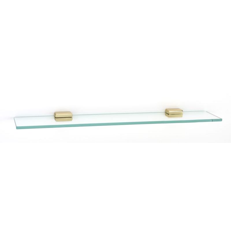 Cube 24" Glass Shelf in Polished Brass