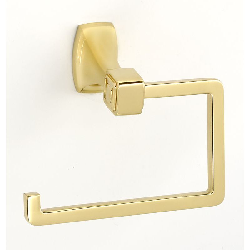 Cube Open Toilet Paper Holder in Polished Brass