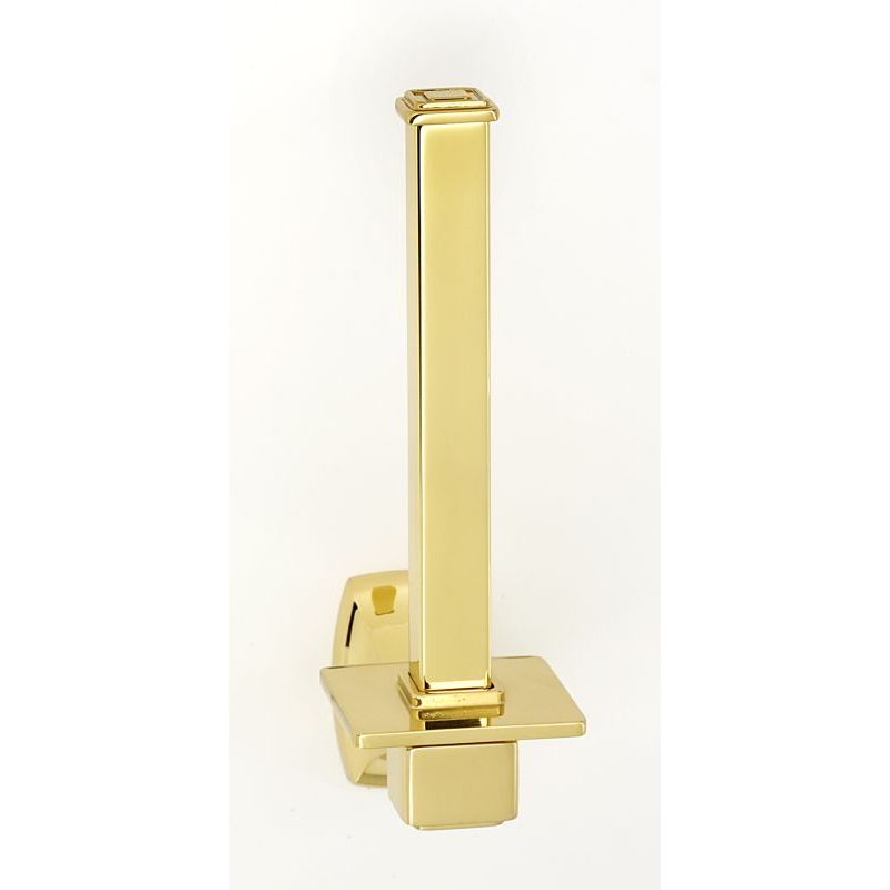 Cube Post Toilet Paper Holder in Polished Brass