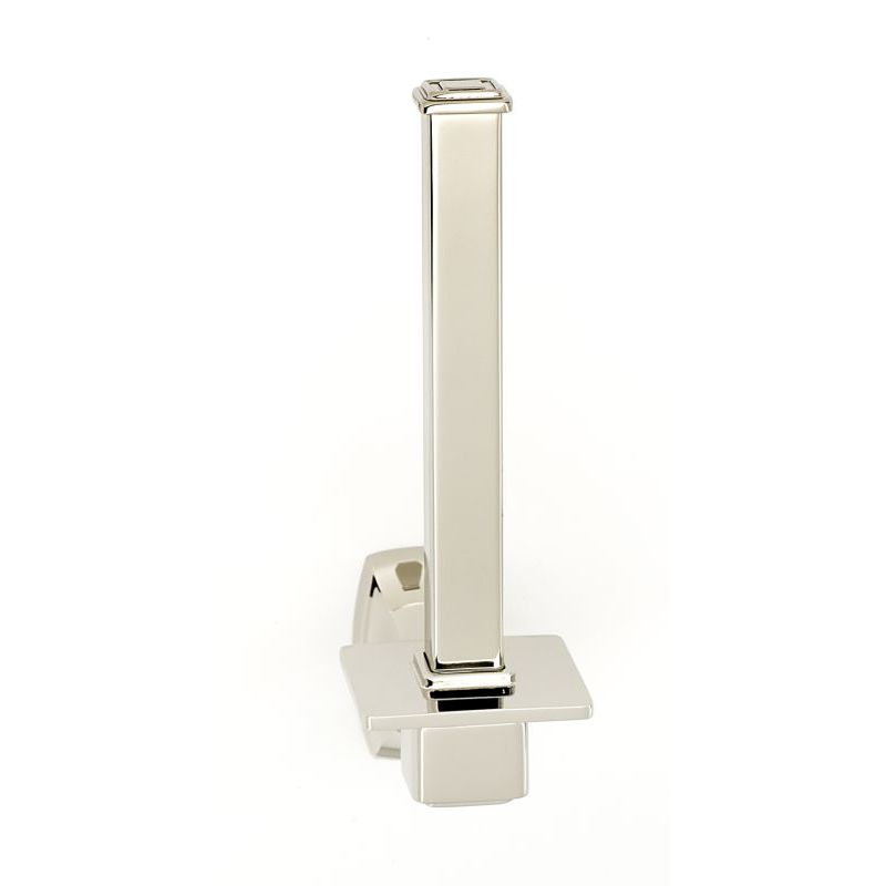 Cube Post Toilet Paper Holder in Polished Nickel