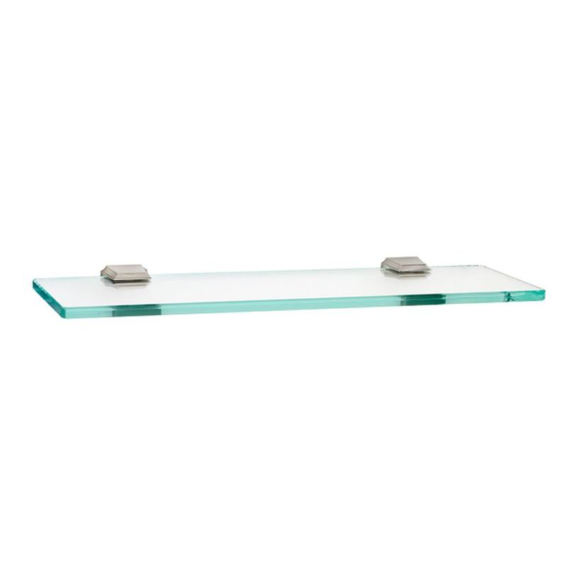 Geometric 18" Glass Shelf w/Brackets in Satin Nickel
