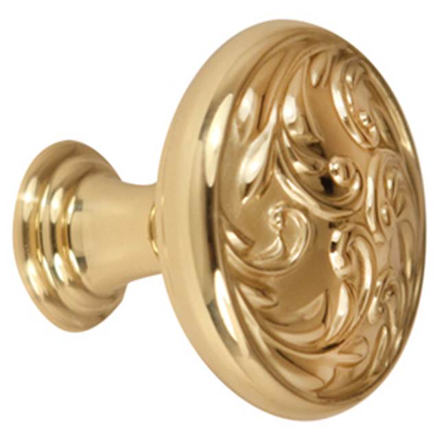Ornate 1-1/4" Knob w/Polished Brass Finish