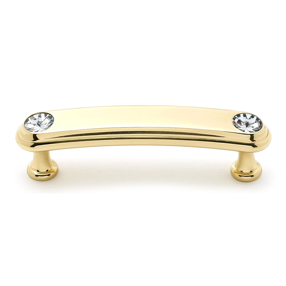 Crystal 3" Pull in Polished Brass