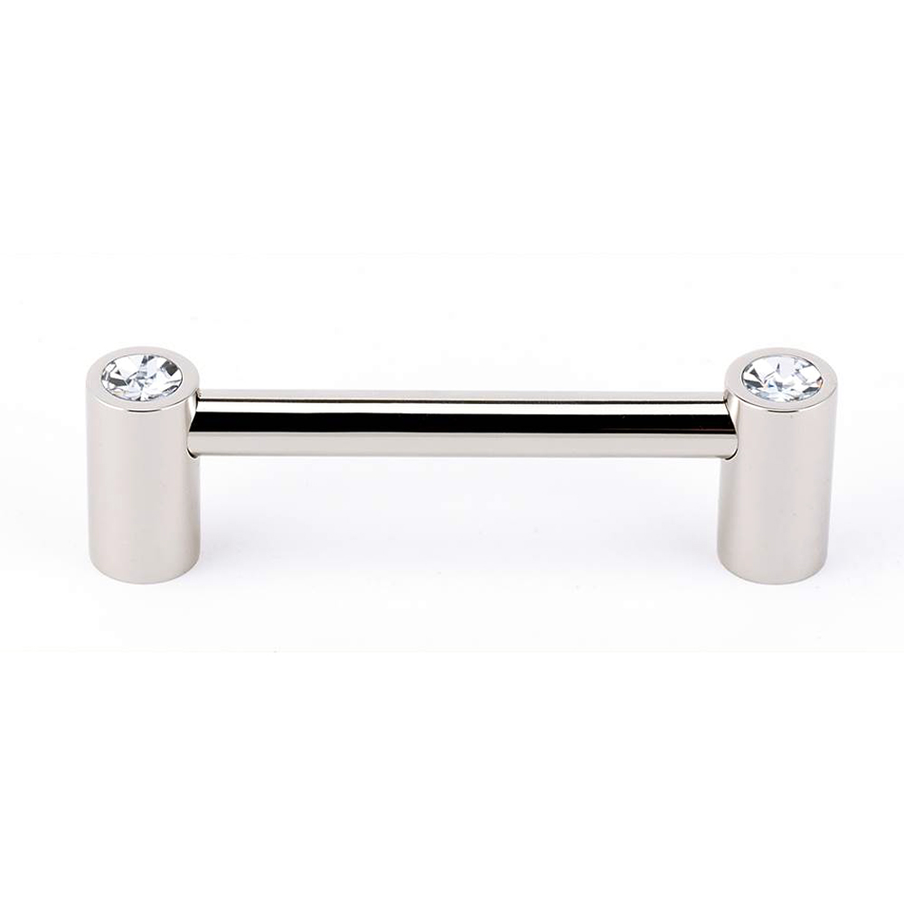Contemporary Crystal 3-1/2" Round Pull w/Polished Nickel