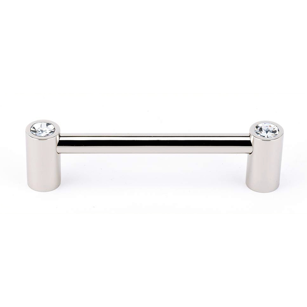 Contemporary Crystal 4" Round Pull w/Polished Nickel Finish