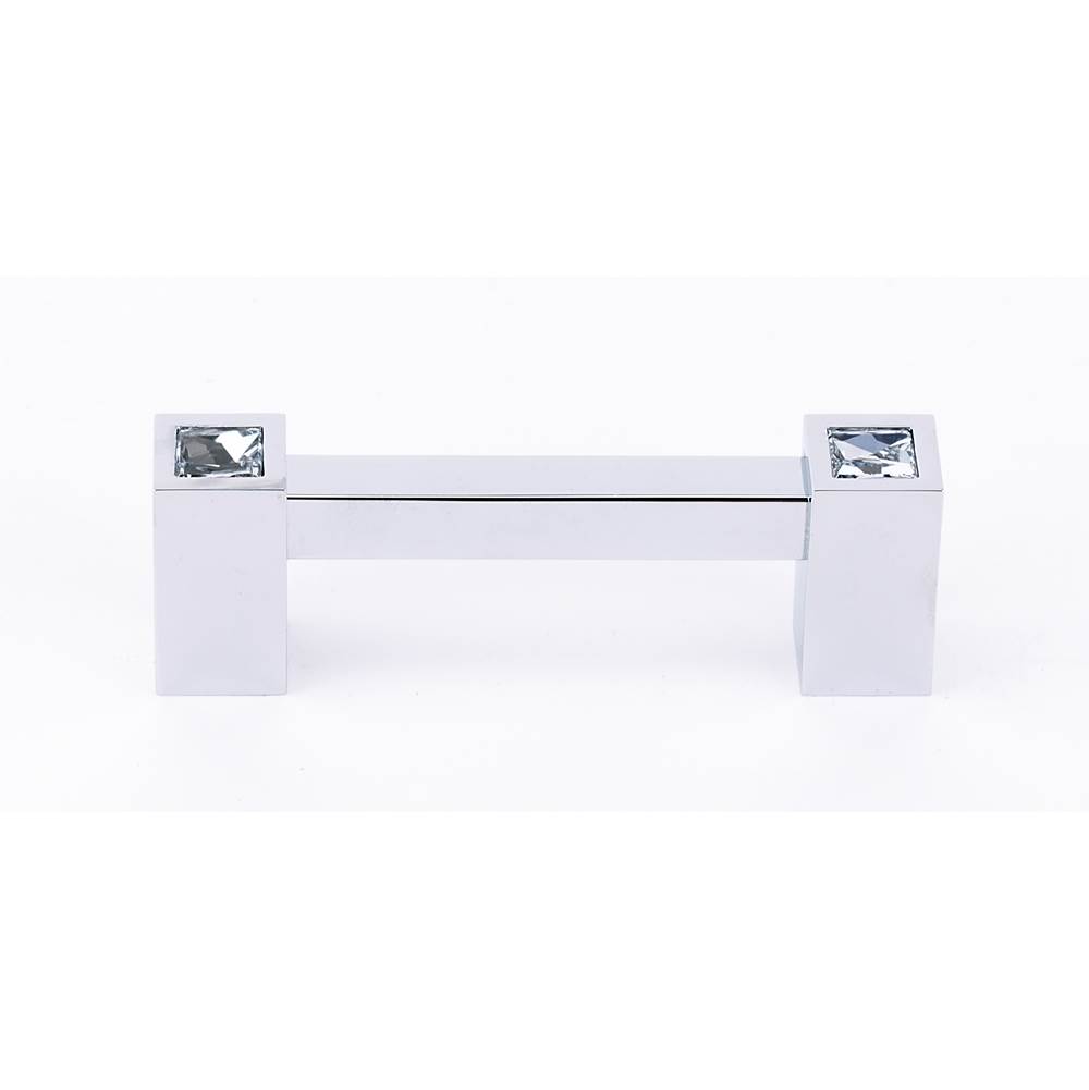 Contemporary Crystal 3" Square Pull w/Polished Chrome Finish
