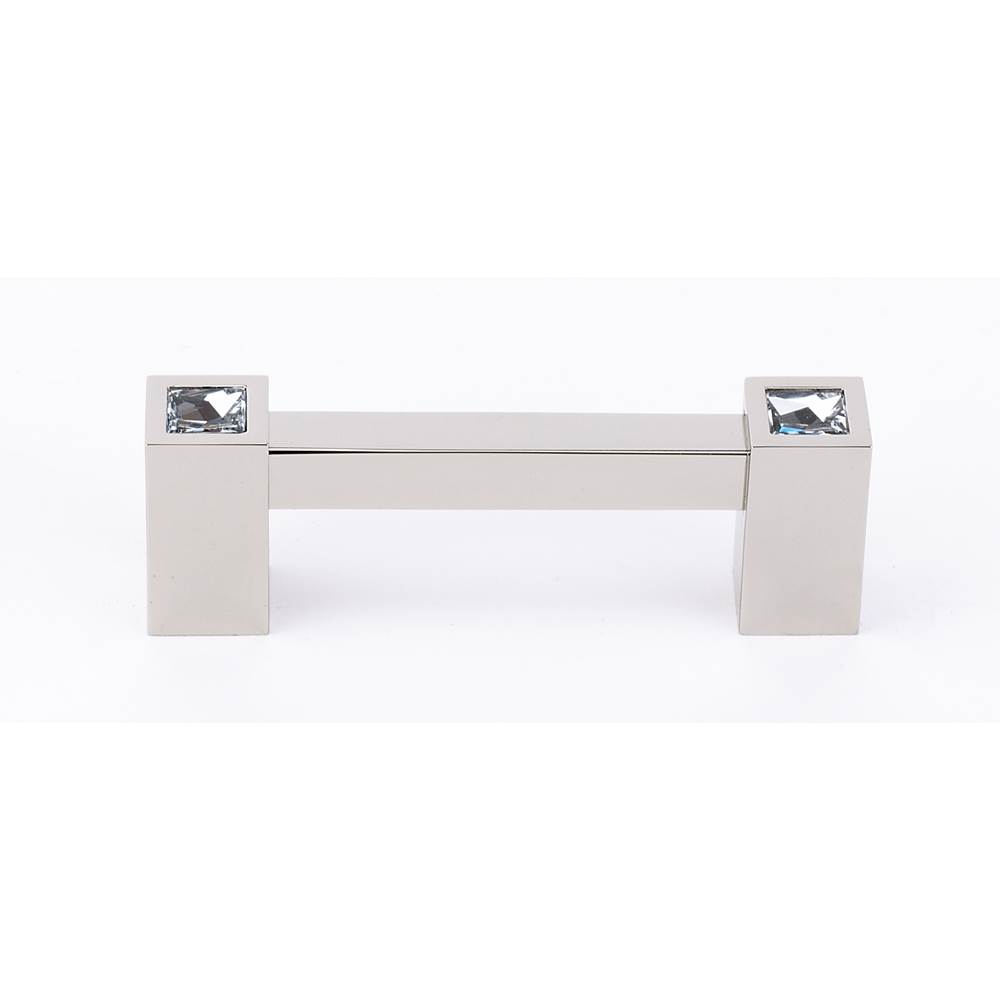 Contemporary Crystal 3" Square Pull w/Polished Nickel Finish