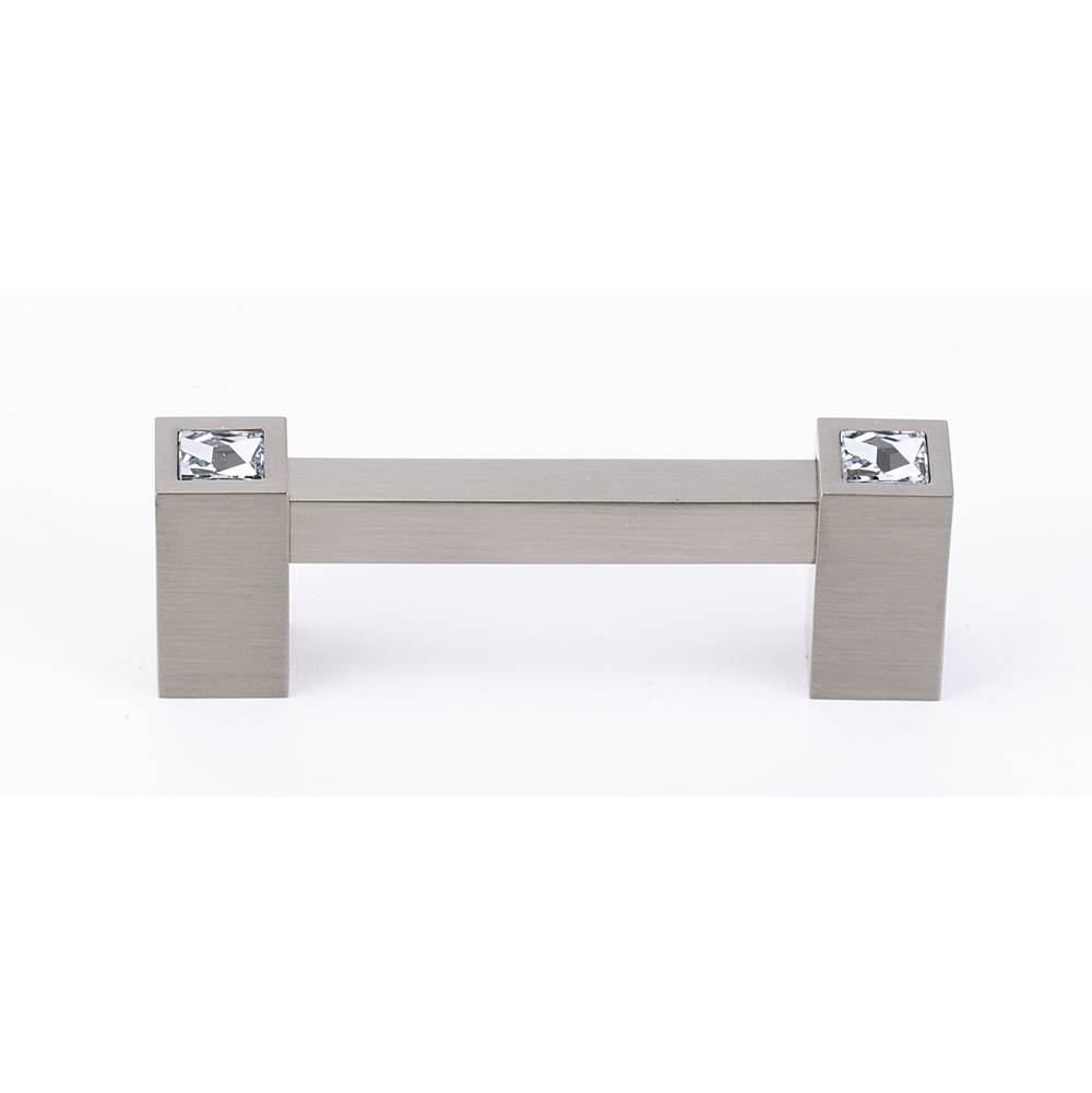 Contemporary Crystal 3" Square Pull w/Satin Nickel Finish