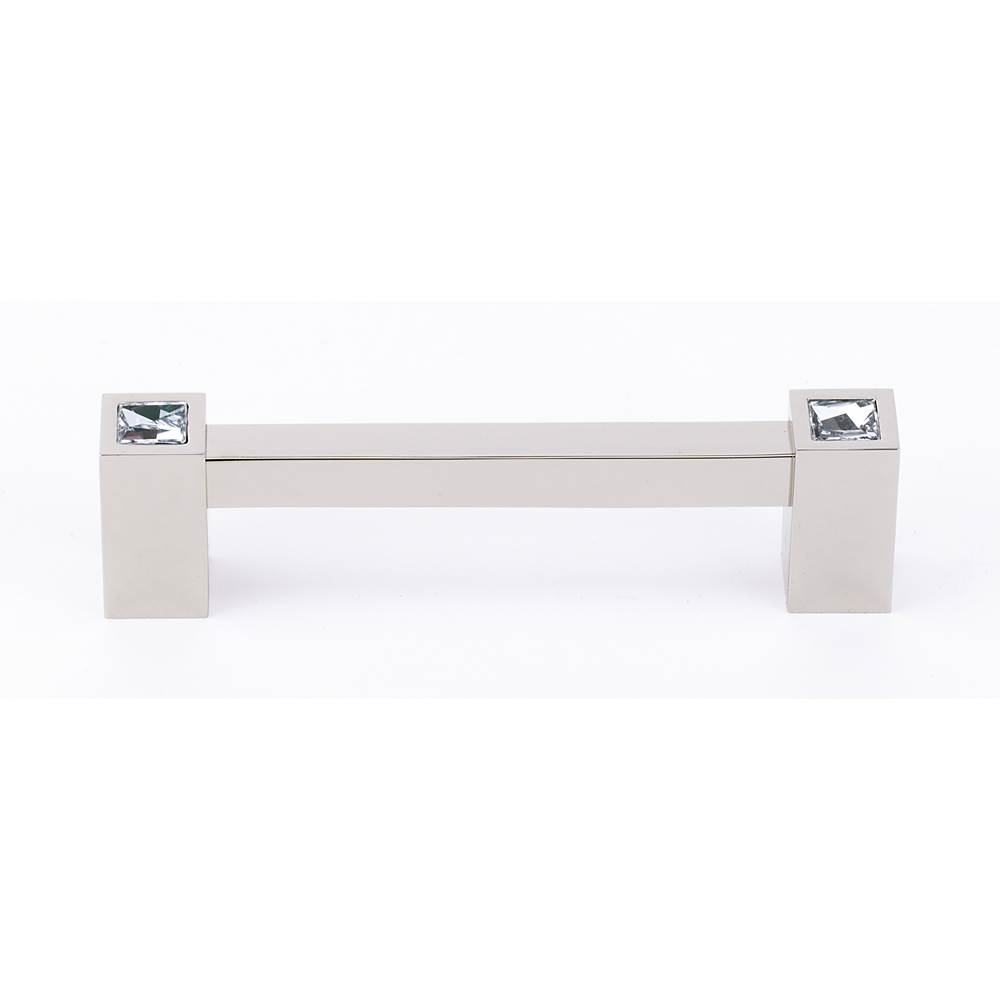 Contemporary Crystal 4" Square Pull w/Polished Nickel Finish