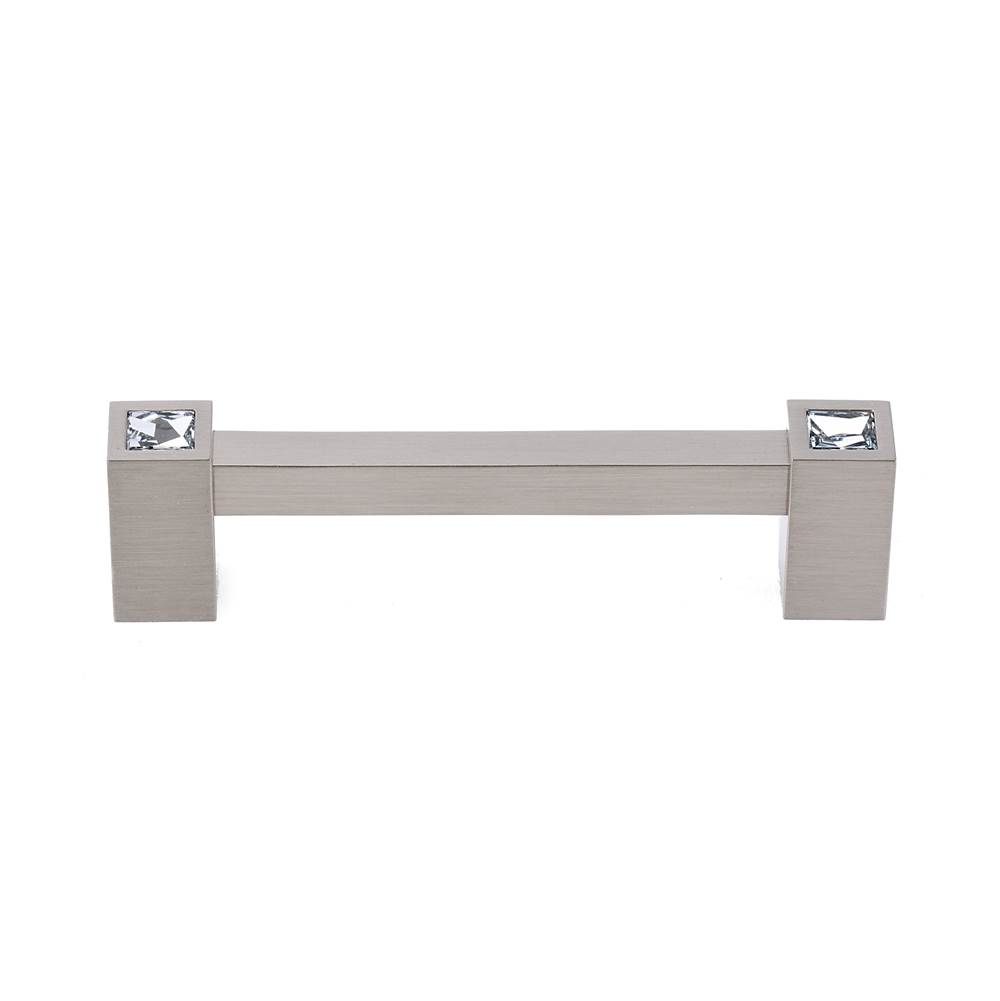 Contemporary Crystal 4" Square Pull w/Satin Nickel Finish