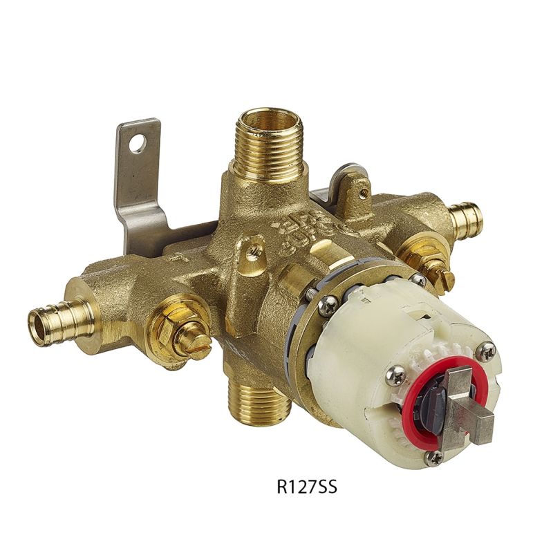 Rough Valve Body with Volume & Temperature Control, PEX Inlets/Universal Outlets with Screwdriver Stops