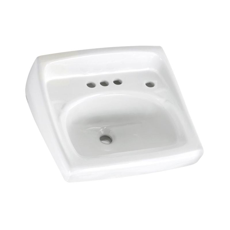 Lucerne 20-1/2x18-1/4" Wall-Hung Lav Sink in White w/4" Faucet Holes