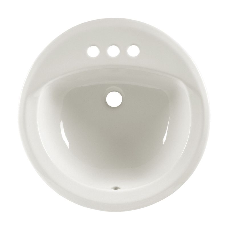 Rondalyn 19-1/8" Round Drop-In Lav Sink in White w/4" Faucet Holes