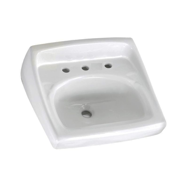 Lucerne 20-1/2x18-1/4" White Wall-Hung Lav Sink w/8" Faucet Holes