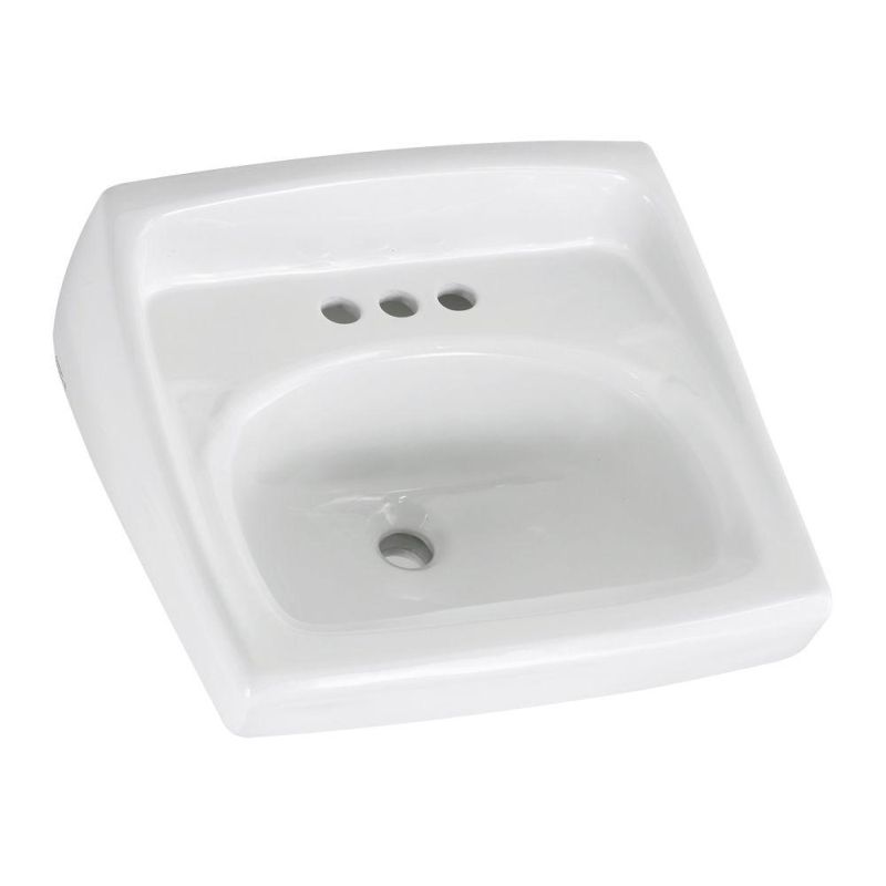 Lucerne 20-1/2x18-1/4" White Wall-Hung Lav Sink w/4" Faucet Holes