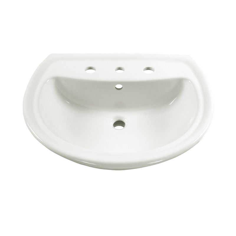 Cadet 24-1/2x20x8" Pedestal Sink in White w/8" Faucet Center