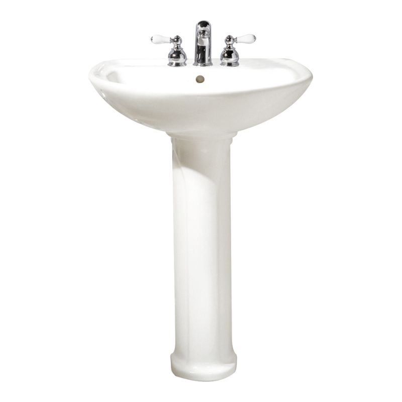 Cadet Pedestal Sink & Base in White w/4" Faucet Centers