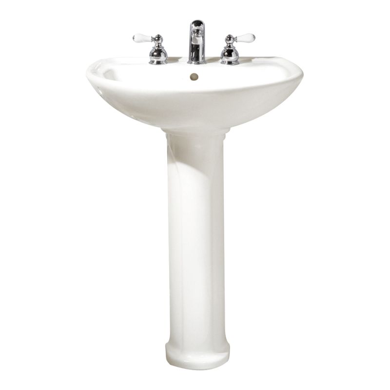 Cadet Pedestal Sink & Base in White w/8" Faucet Centers
