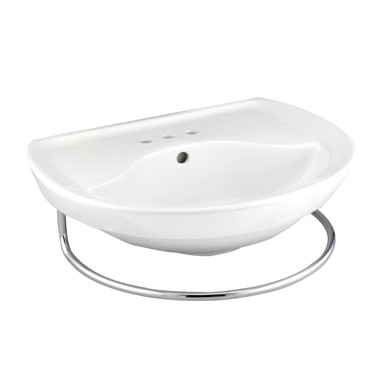 Ravenna 24-1/4x20" Pedestal Sink in White w/4" Faucet Center