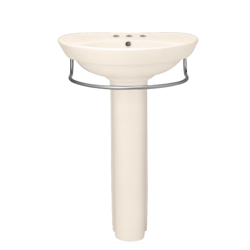 Ravenna Pedestal Sink & Base in White w/4" Faucet Centers