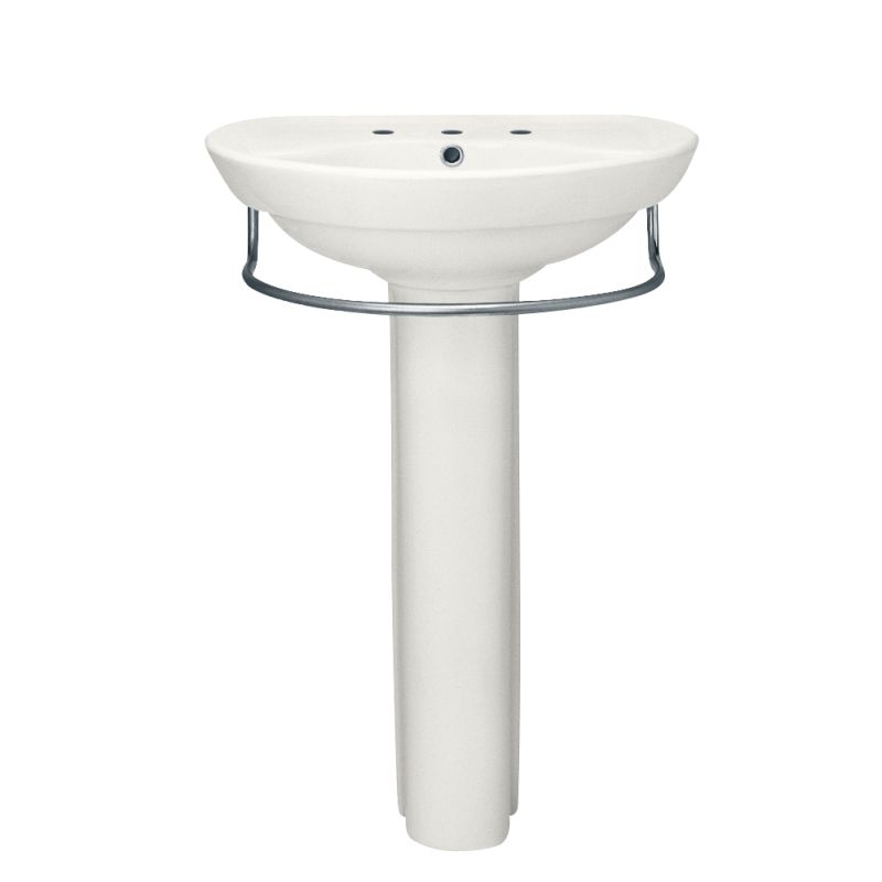 Ravenna Pedestal Sink & Base in White w/8" Faucet Centers