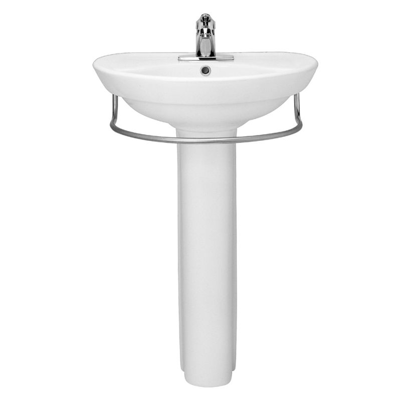 Ravenna Pedestal Sink & Base in White w/1 Faucet Hole