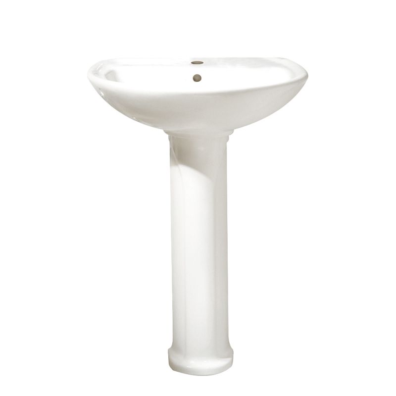 Cadet Pedestal Sink & Base in White w/1 Faucet Hole