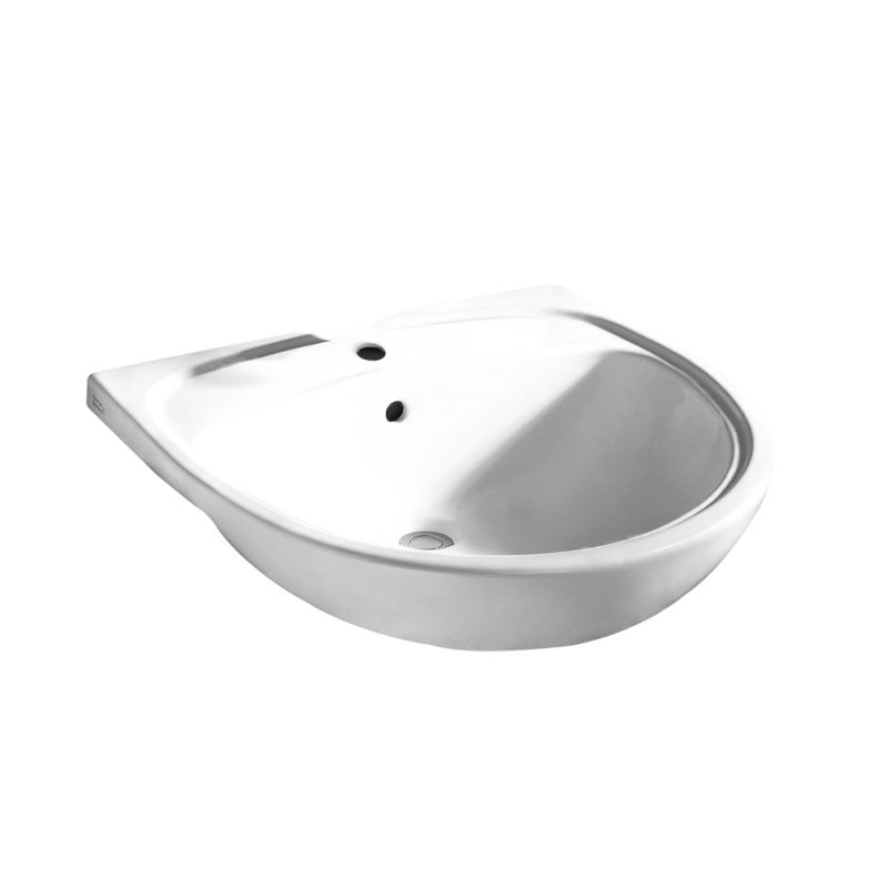 Mezzo Semi-Countertop 22x21-1/2 Lav Sink in White w/1 Faucet Hole