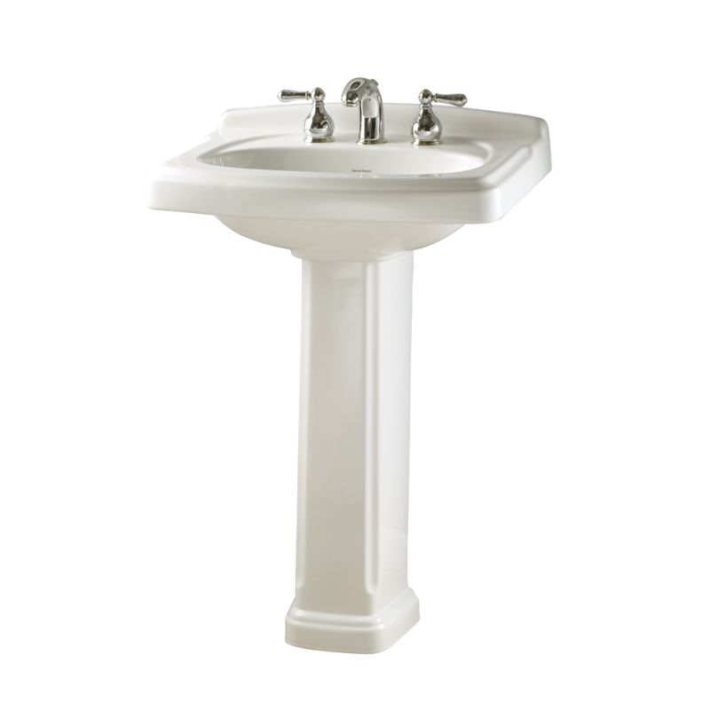 Portsmouth Pedestal Sink & Base in White w/8" Faucet Centers