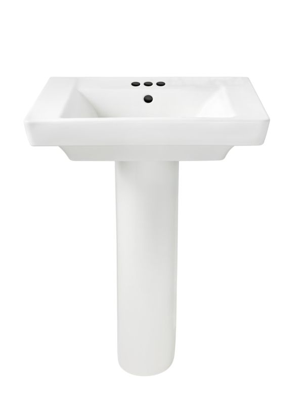 Boulevard Pedestal Sink & Base in White w/4" Faucet Holes
