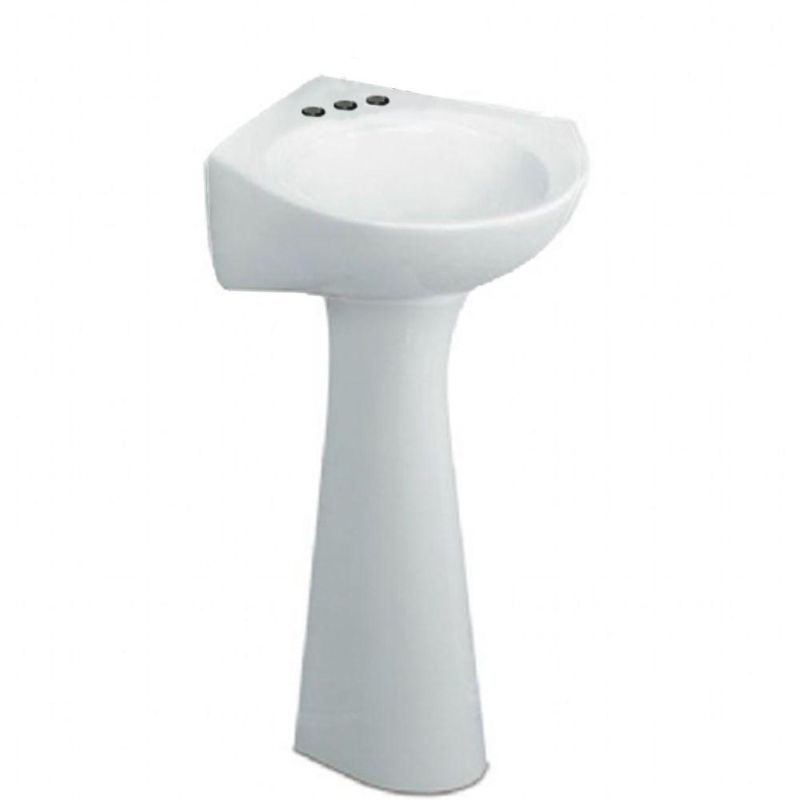 Cornice Pedestal Sink & Base in White w/4" Faucet Holes