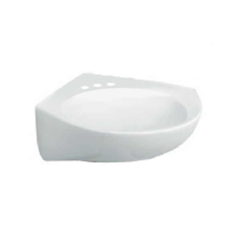 Cornice 15-1/2" Corner Wall-Hung Lav Sink in White w/4" Faucet Holes