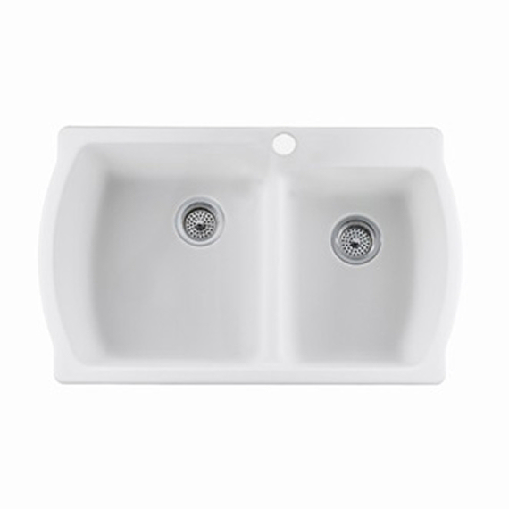Chandler 36x22x10-1/2" Kitchen Sink Glacier White w/4 Holes